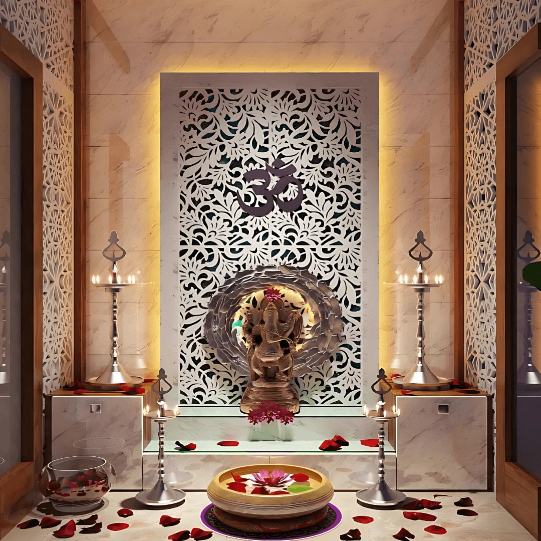 Minimalist Grey Wardrobe with Vertical Handles and Soft Lighting Inside