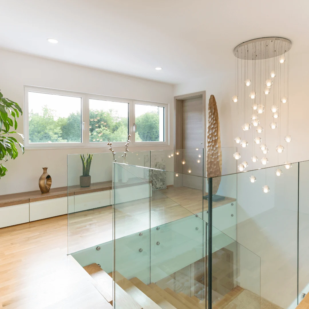 Classic Tray Ceiling with Center Chandelier and Border Lights