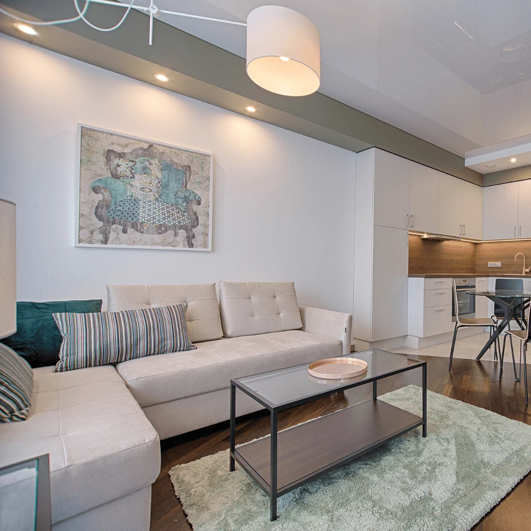 Traditional Living Room with Teakwood Sofa and Silk Cushions